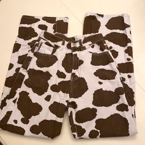 Cow print jeans